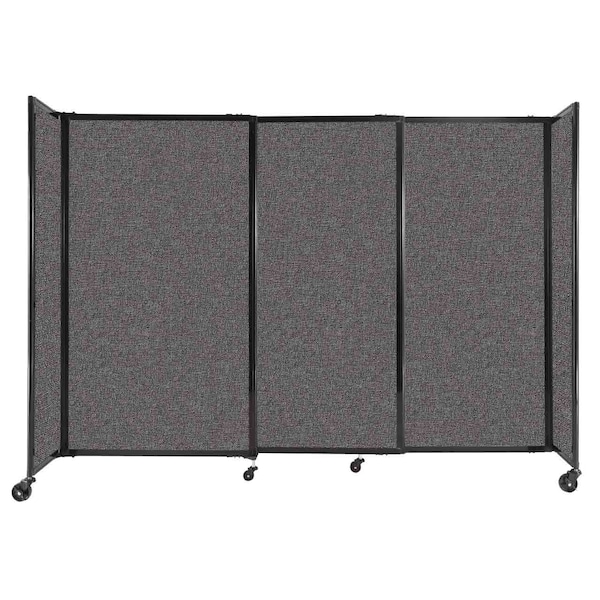 StraightWall Sliding Portable Partition 7'2" x 5' Charcoal Gray Fabric